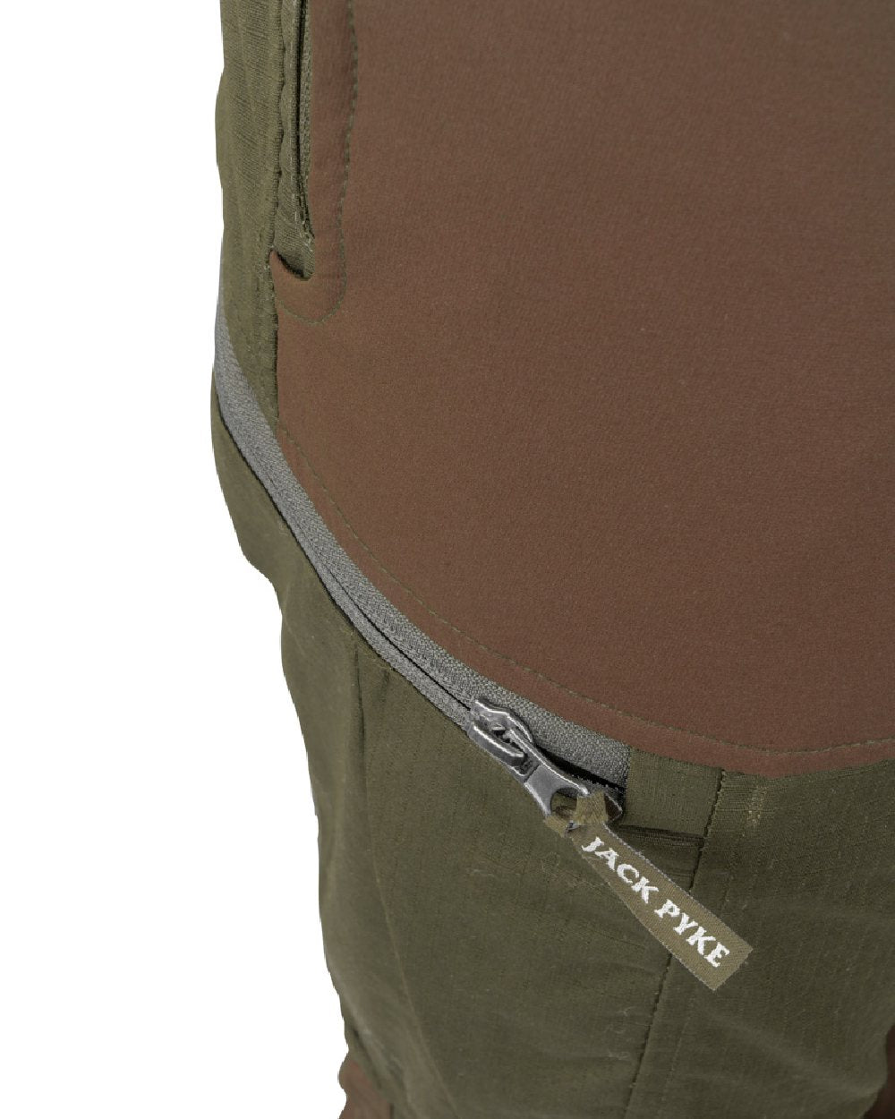 Brown coloured Jack Pyke Technical Hybrid Trousers on white background