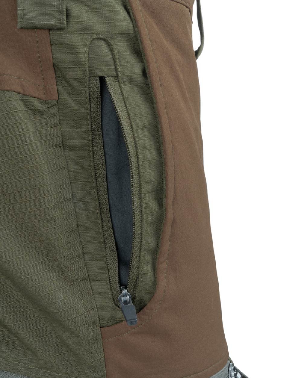 Brown coloured Jack Pyke Technical Hybrid Trousers on white background