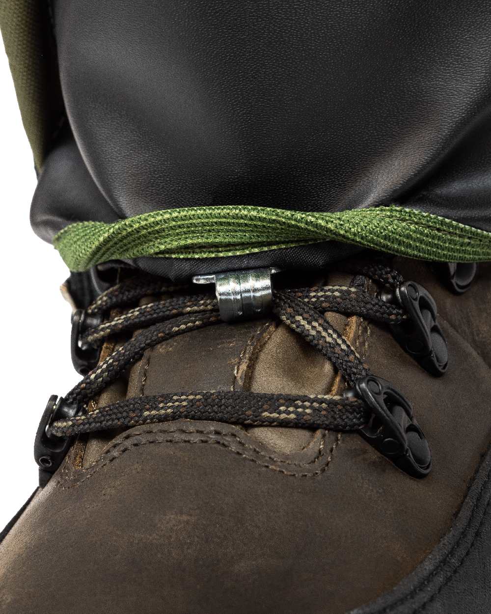 Green coloured Jack Pyke Waterproof Gaiters on white background