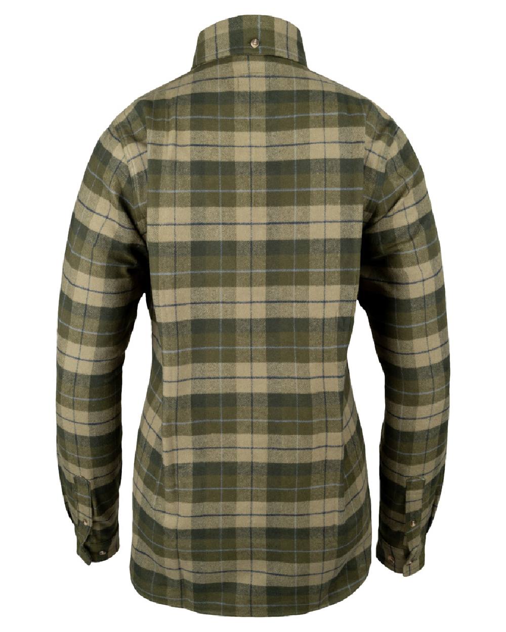 Green coloured Jack Pyke Womens Bleasdale Heavy Flannel Shirt on white background