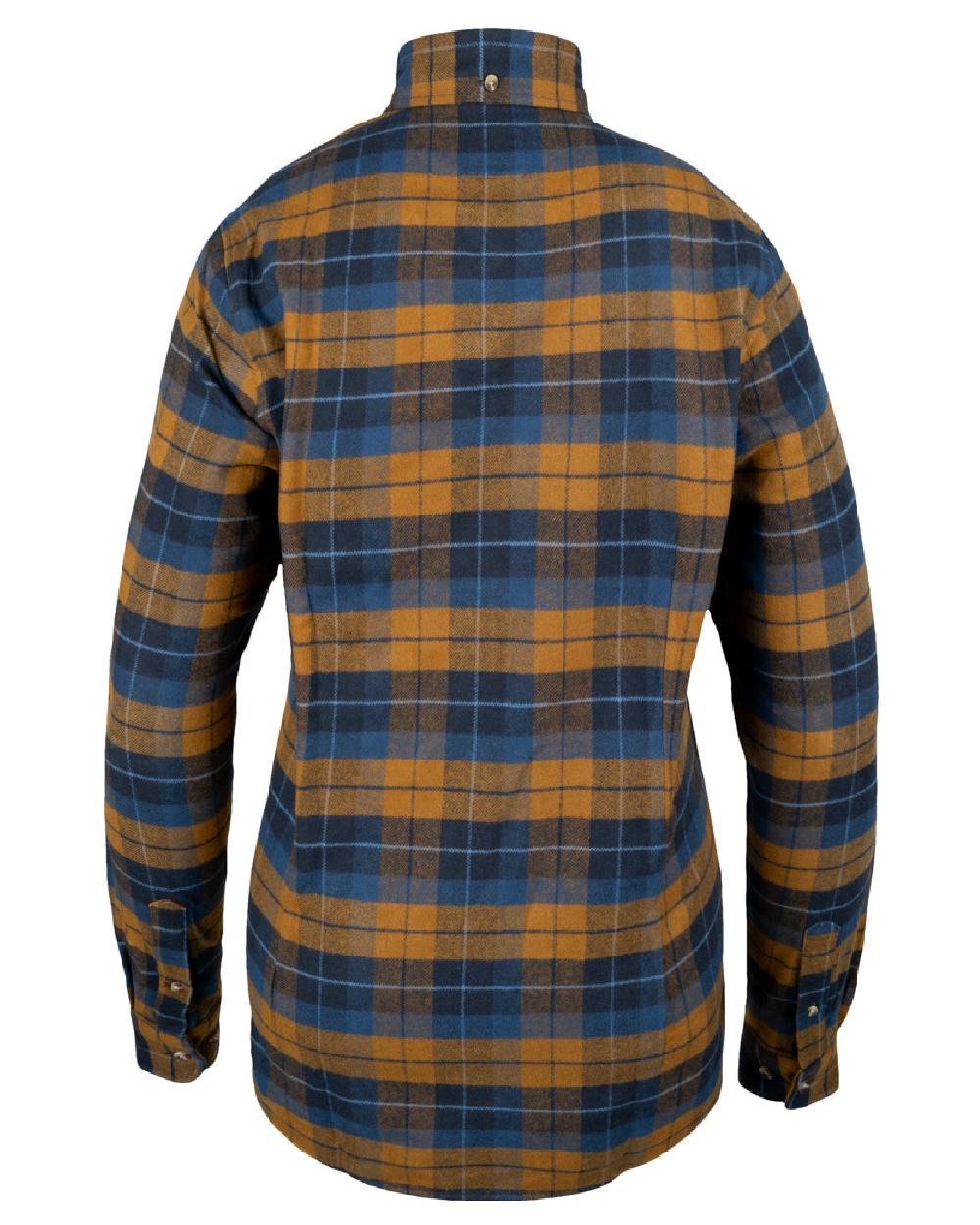 Navy Russet coloured Jack Pyke Womens Bleasdale Heavy Flannel Shirt on white background