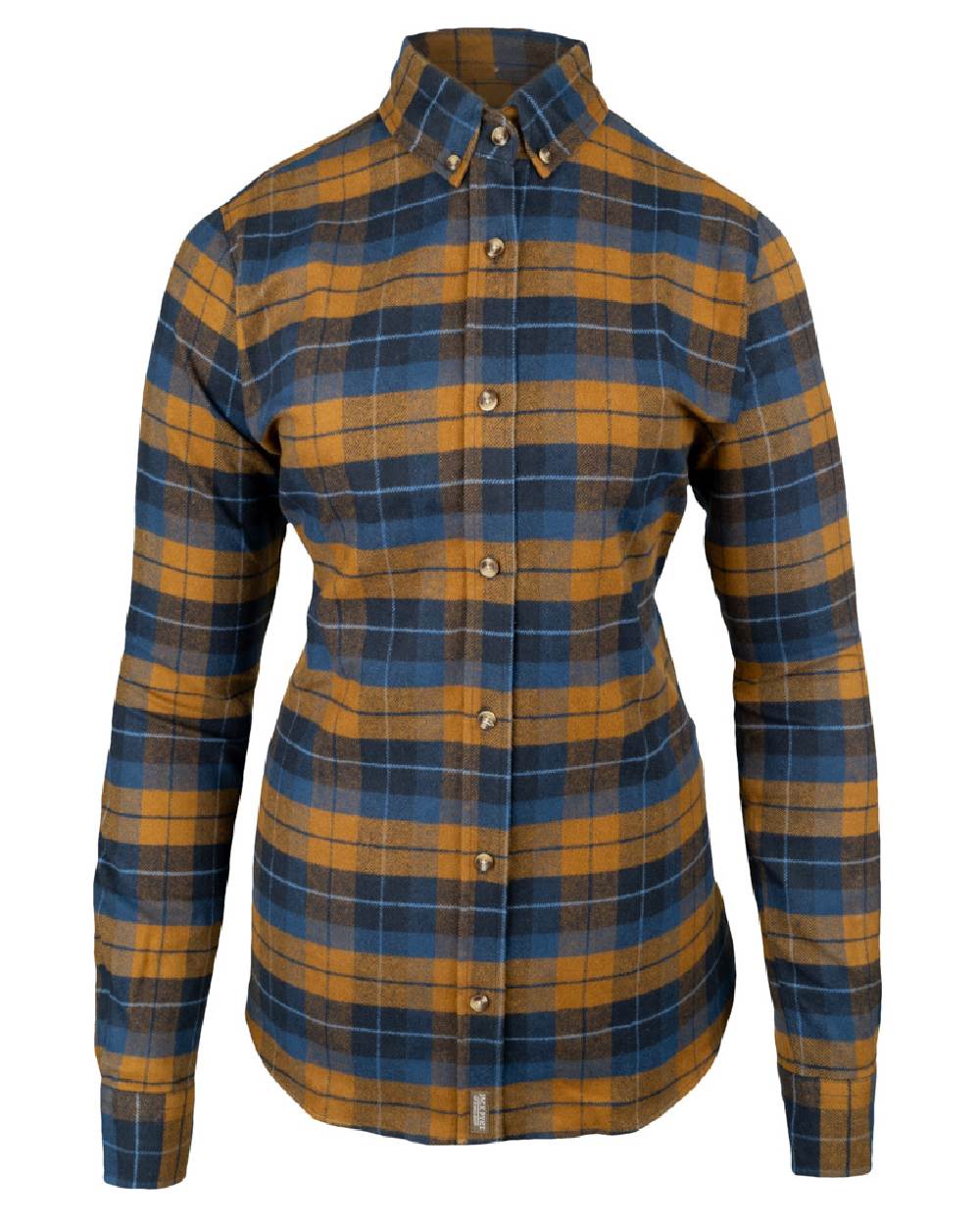 Navy Russet coloured Jack Pyke Womens Bleasdale Heavy Flannel Shirt on white background