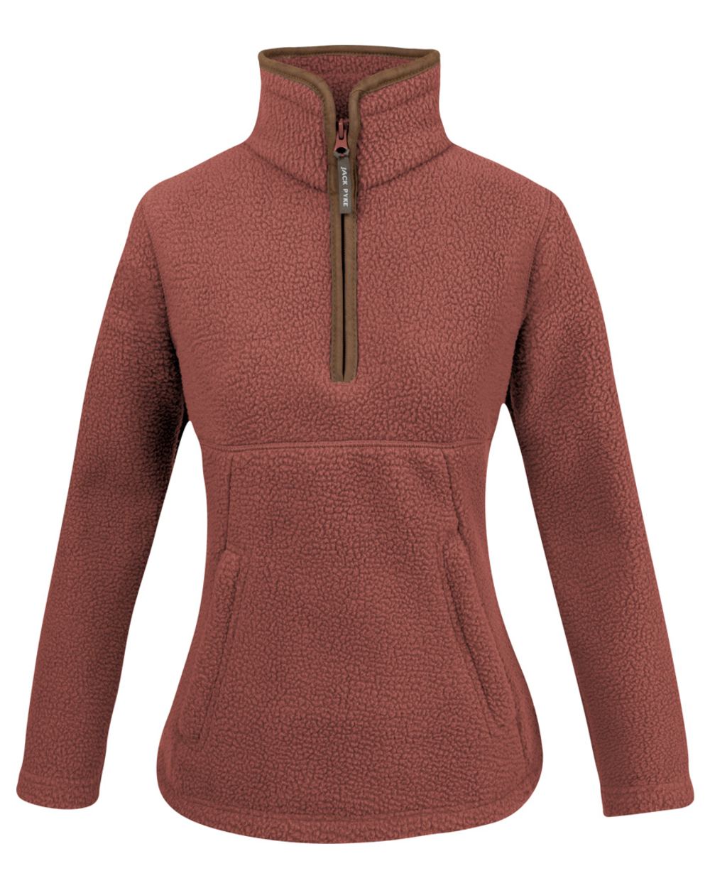 Burnt Copper Coloured Jack Pyke Womens Half Zip Sherpa Fleece Pullover on white background