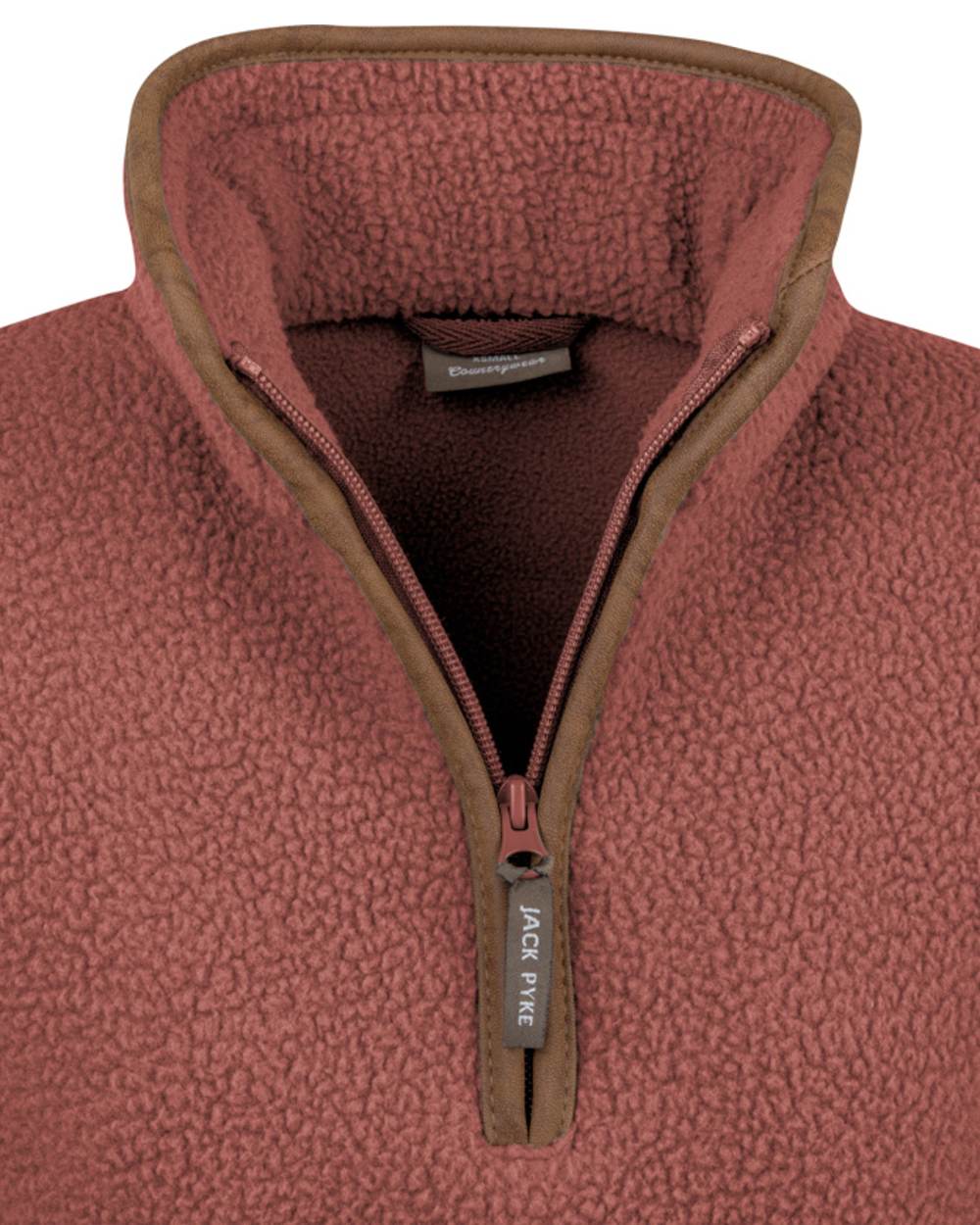 Burnt Copper Coloured Jack Pyke Womens Half Zip Sherpa Fleece Pullover on white background