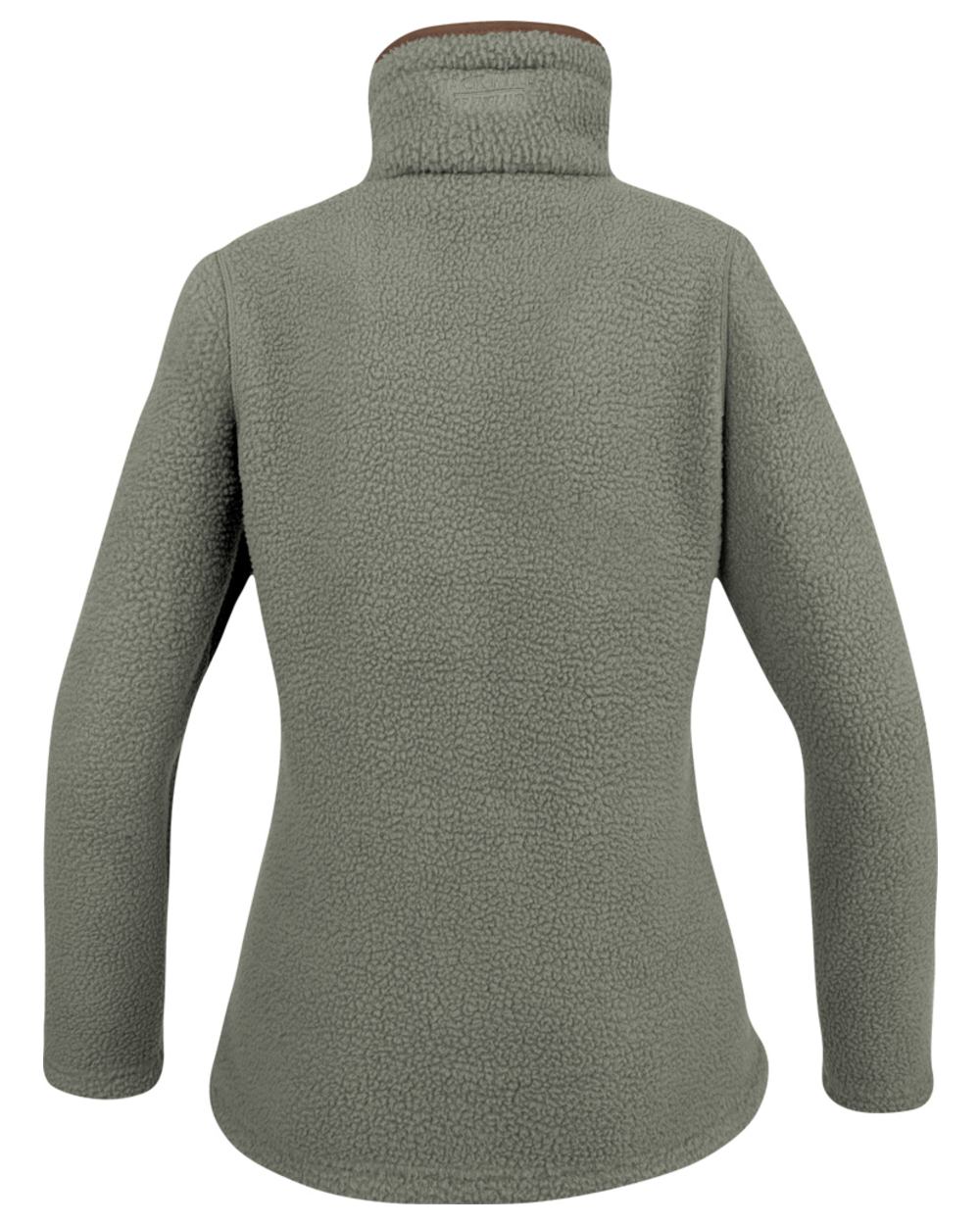 Sage Coloured Jack Pyke Womens Half Zip Sherpa Fleece Pullover on white background