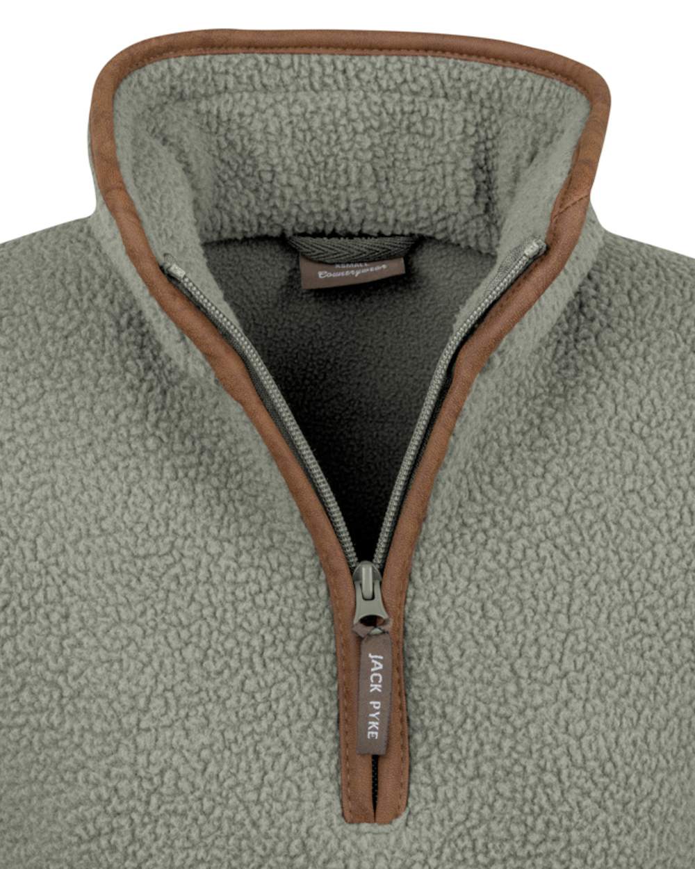 Sage Coloured Jack Pyke Womens Half Zip Sherpa Fleece Pullover on white background