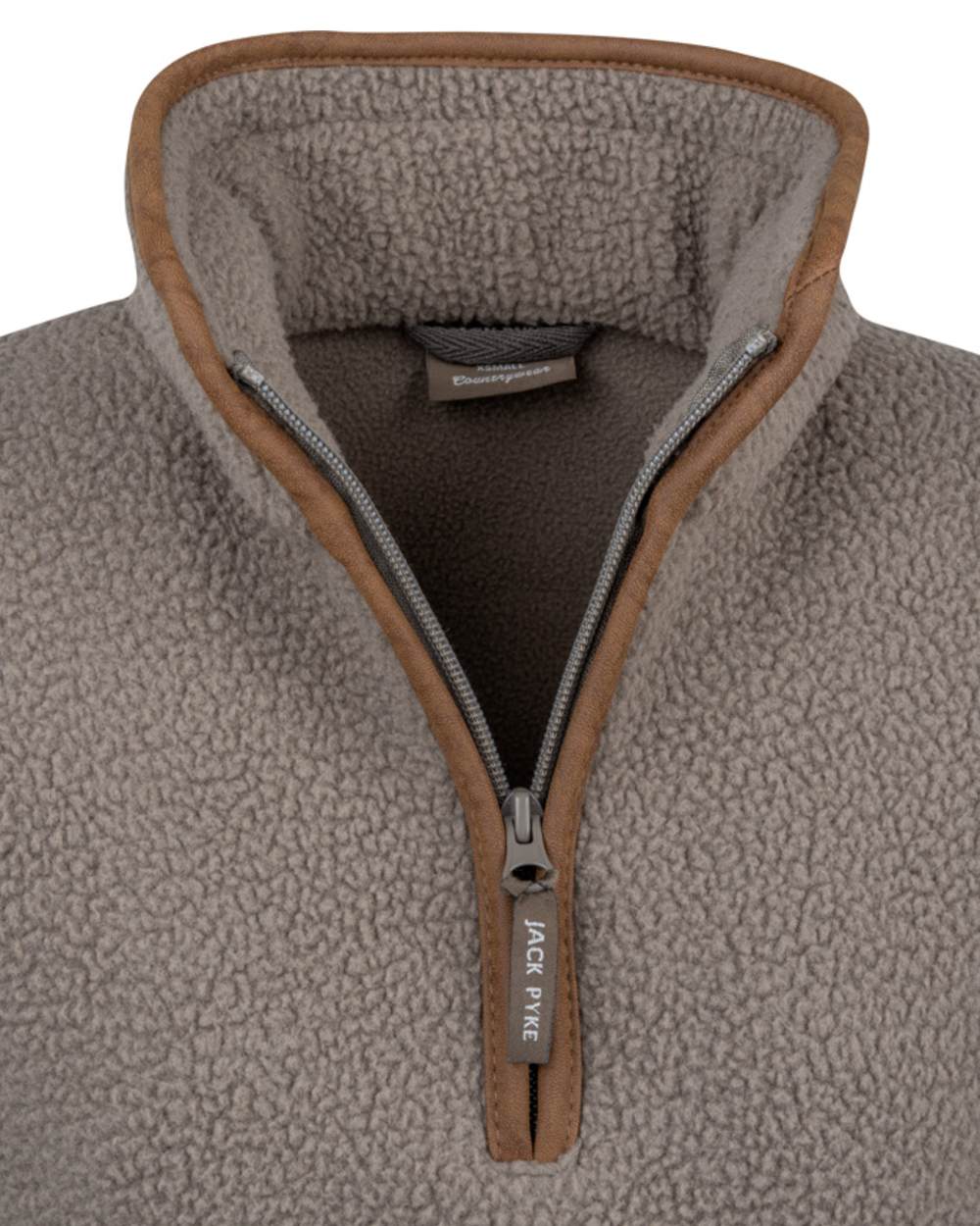 Shiitake Coloured Jack Pyke Womens Half Zip Sherpa Fleece Pullover on white background