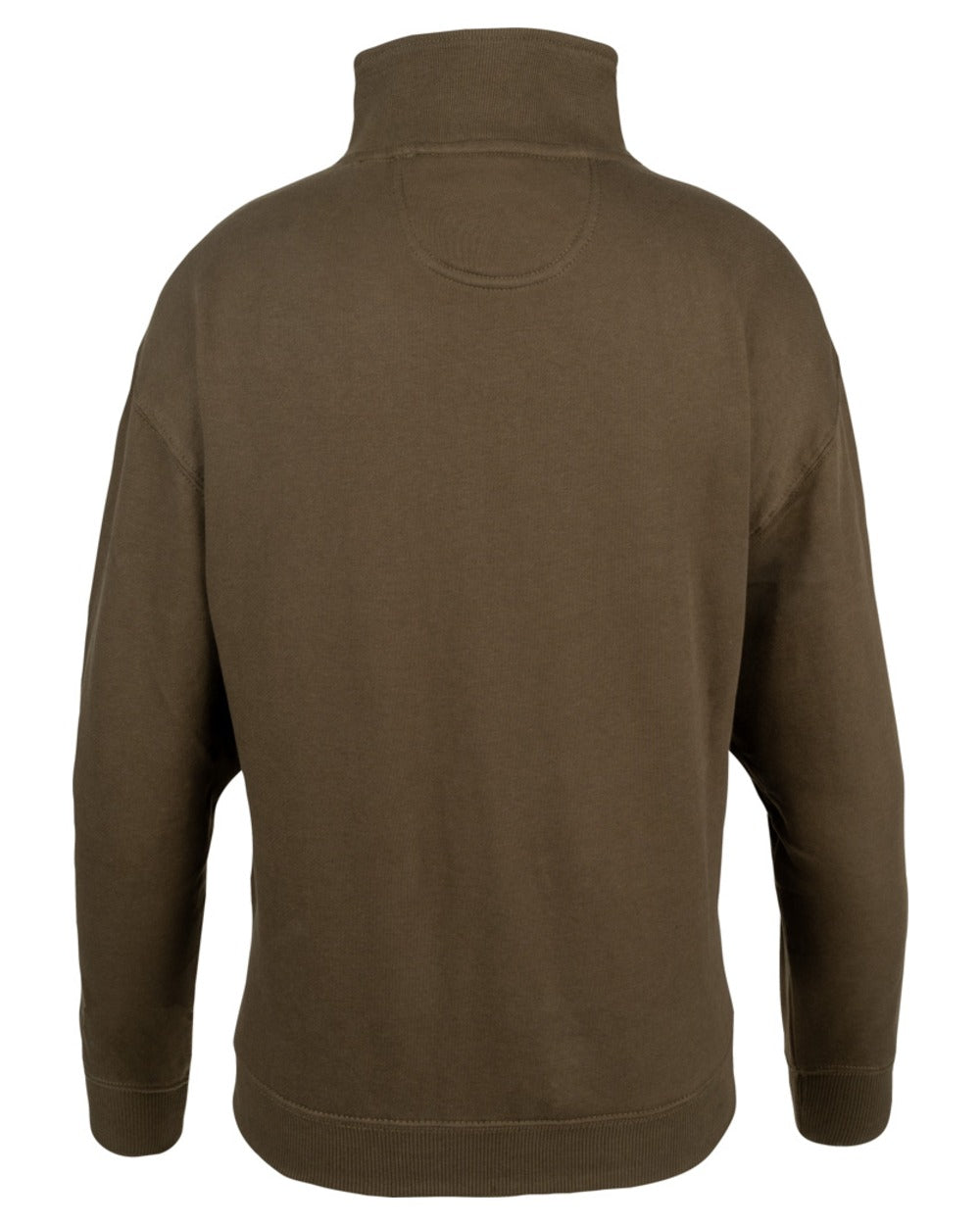 Olive coloured Jack Pyke Womens Half Zip Sweatshirt on white background