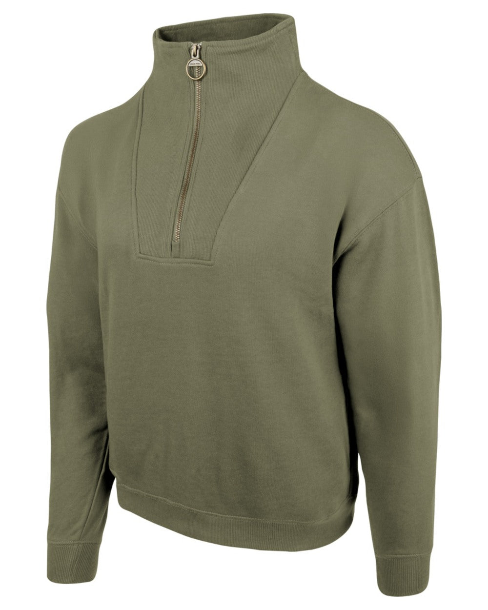Sage coloured Jack Pyke Womens Half Zip Sweatshirt on white background