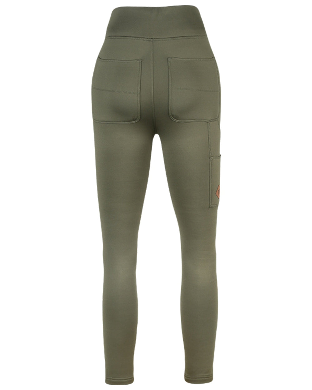 Olive coloured Jack Pyke Womens Utility Leggings on white background