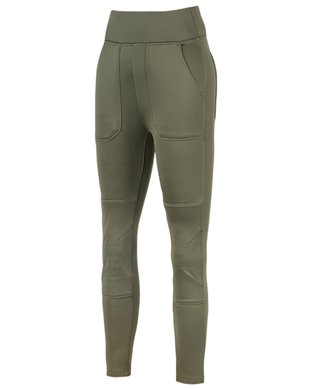 Olive coloured Jack Pyke Womens Utility Leggings on white background