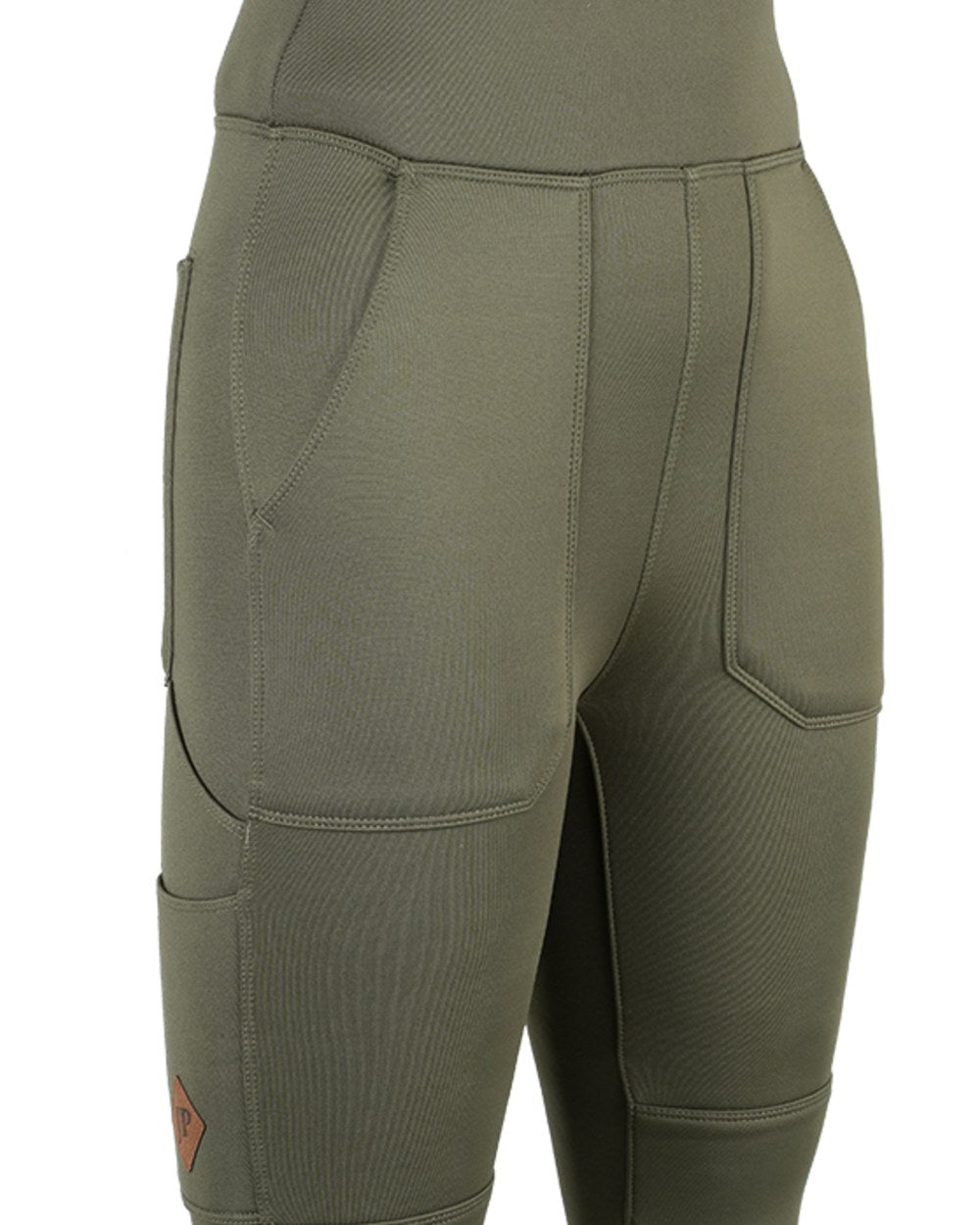 Olive coloured Jack Pyke Womens Utility Leggings on white background