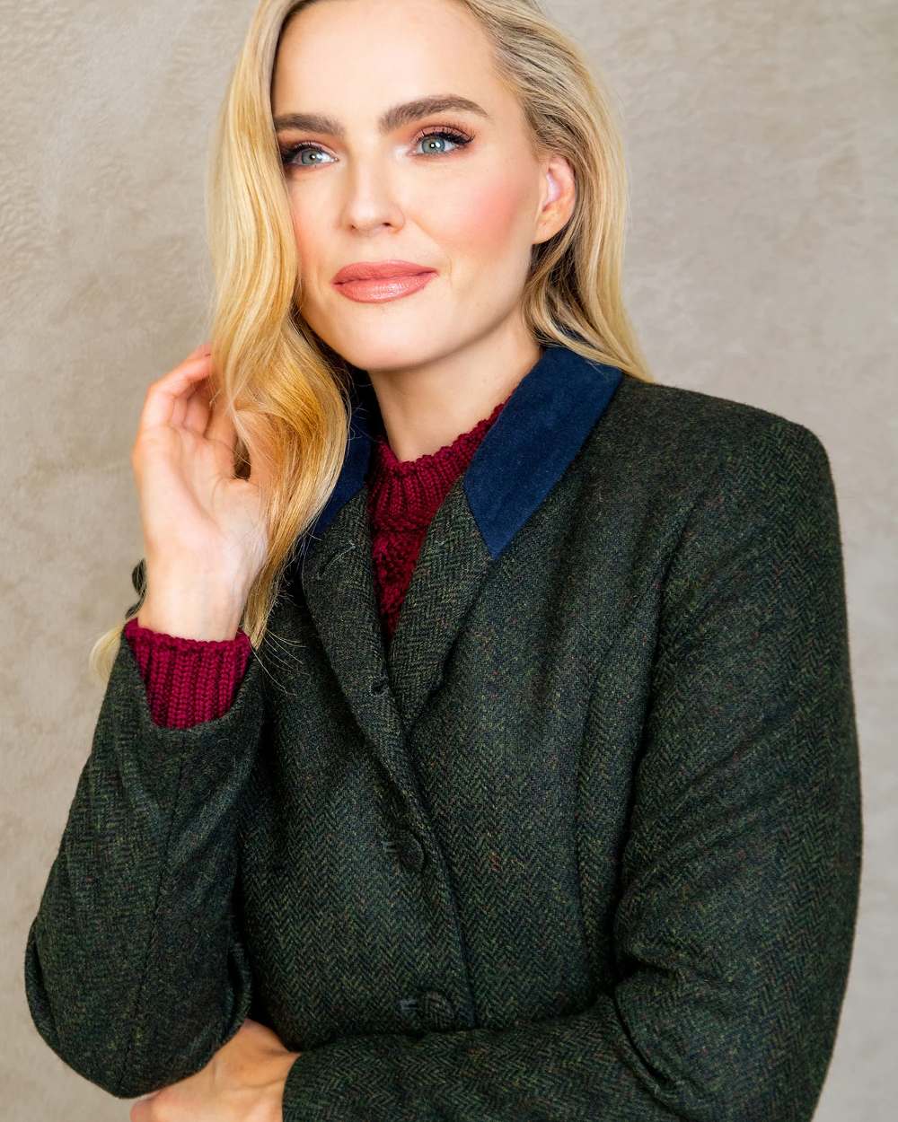 Jack Murphy Nicole Ladies Tweed Jacket in Deep Green Herringbone
