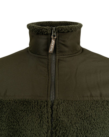 Dark Olive coloured Jack Pyke Sherpa Fleece Jacket on White background 