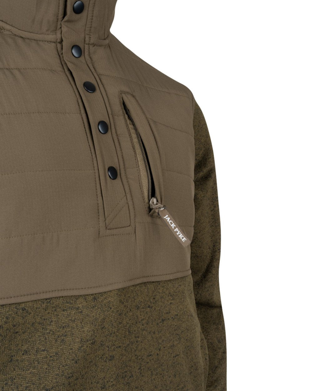 Green Coloured Jack Pyke Mens Snap Neck Pullover on white background