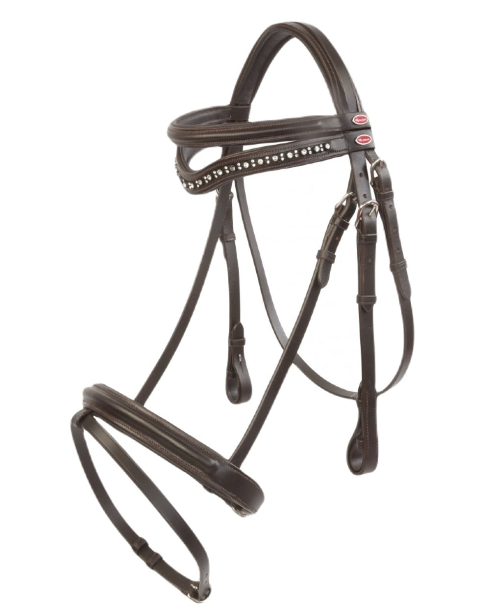 Light Havana coloured John Whitaker Lynton Flash Bridle With Browbands on white background