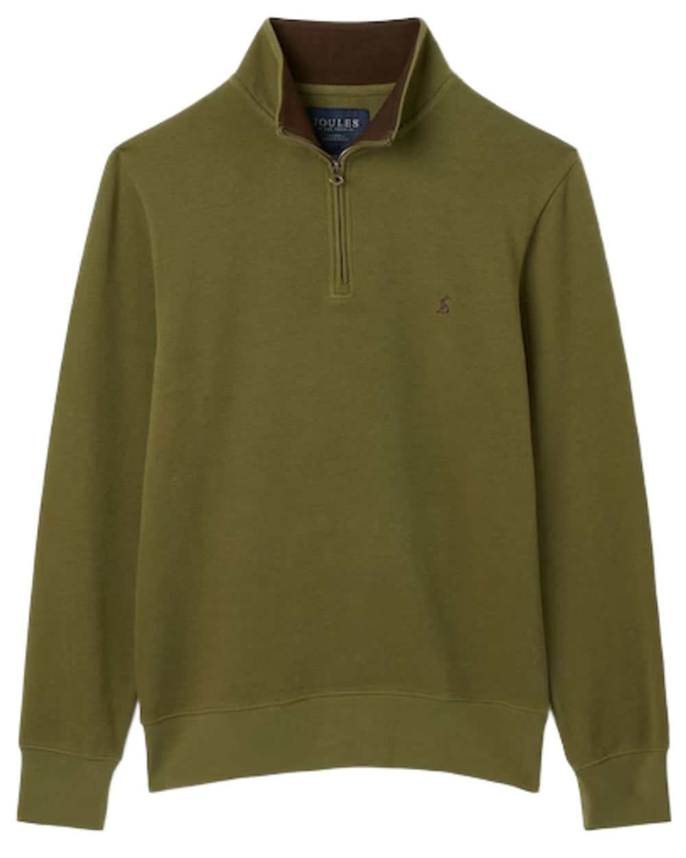 Green Coloured Joules Alistair Quarter Zip Cotton Sweatshirt On A White Background