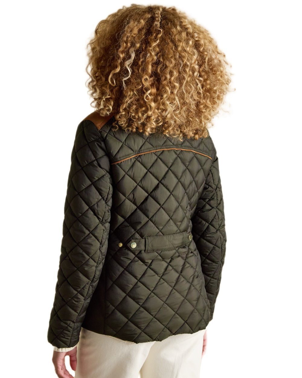 Khaki Green Coloured Joules Braemar Luxe Jacket On A White Background