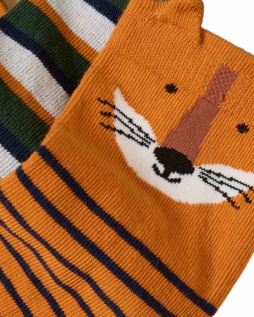 Orange Navy Coloured Joules Childrens Neat Feet 3 Pack Socks on white background