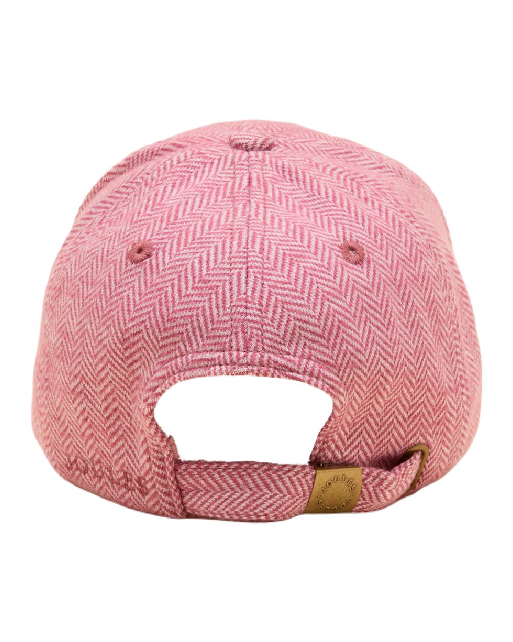 Pink coloured Joules Daley Herringbone Cap on white background