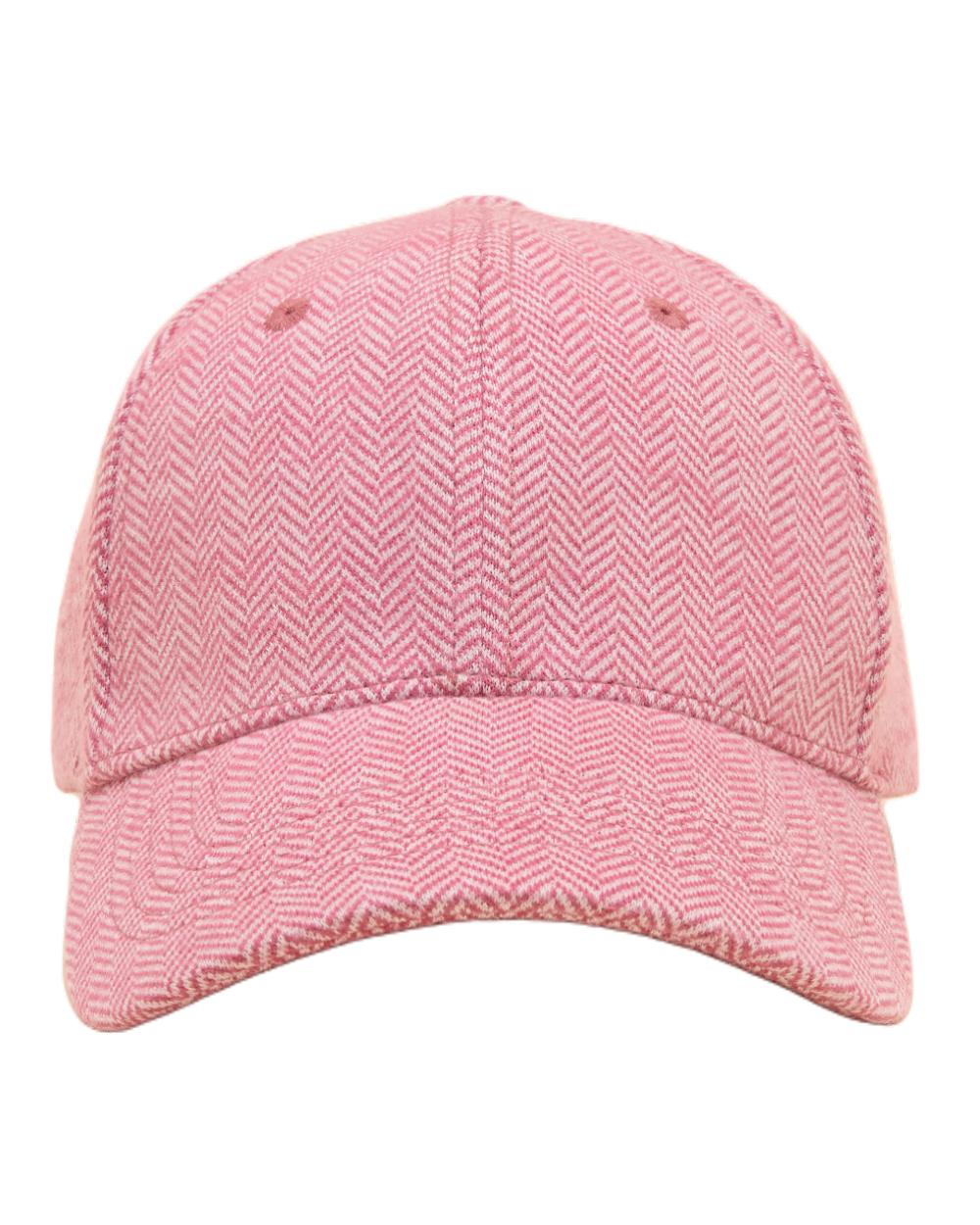 Pink coloured Joules Daley Herringbone Cap on white background