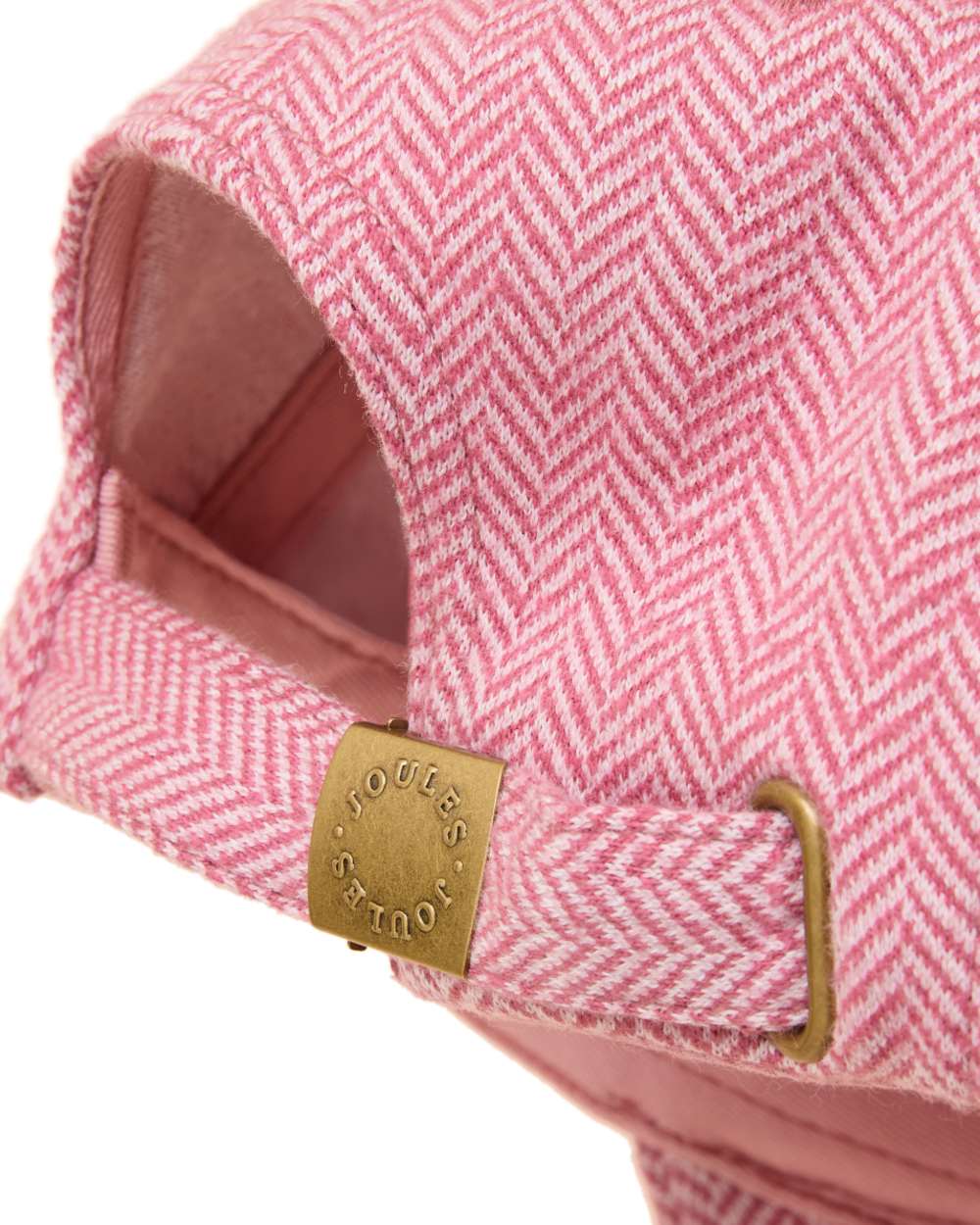 Pink coloured Joules Daley Herringbone Cap on white background