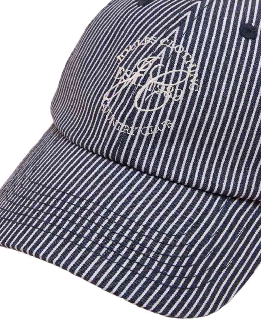Navy coloured Joules Daley Stripe Cap on white background
