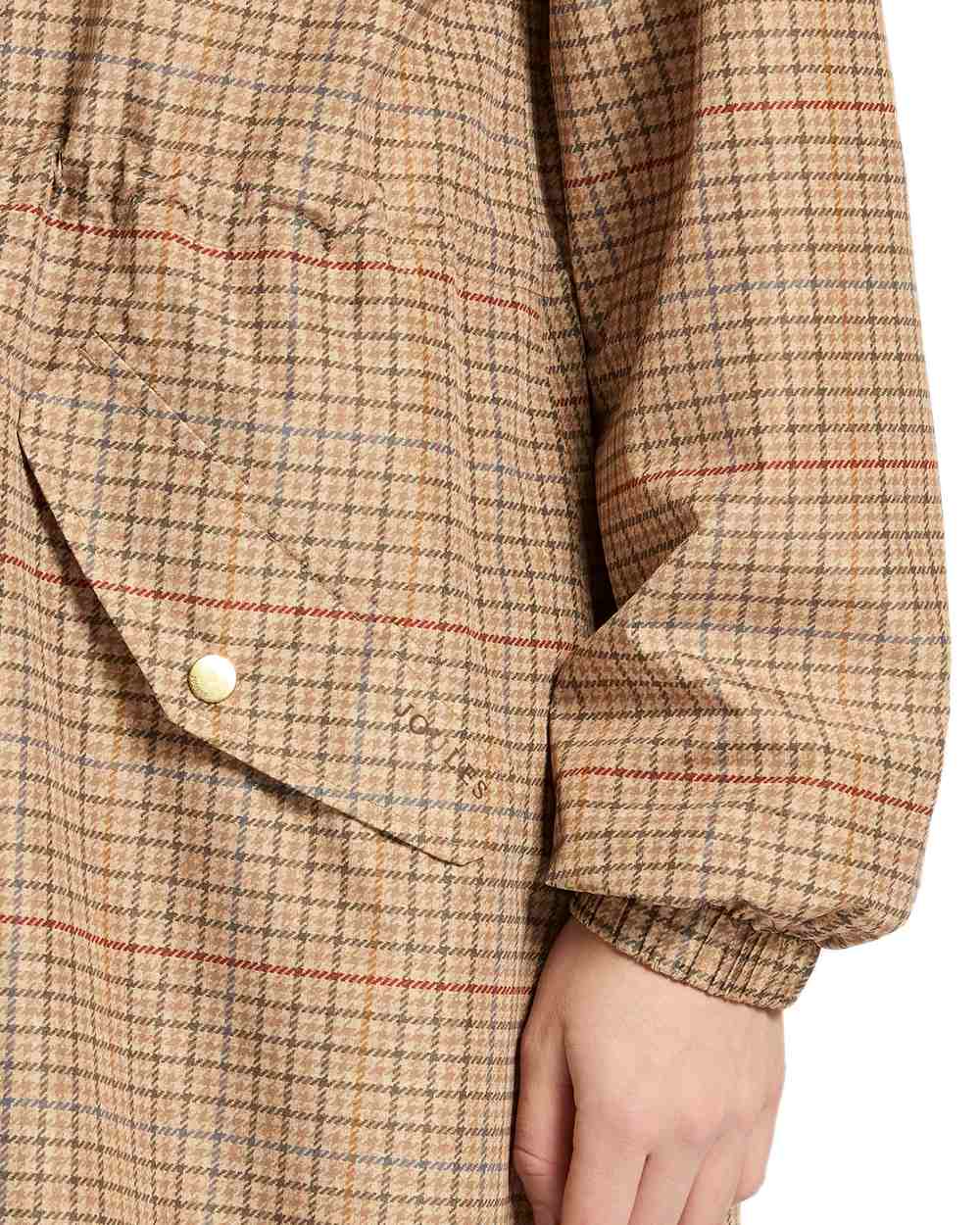 Holton Check Coloured Joules Holkham Waterproof Packable Raincoat With Hood on white background