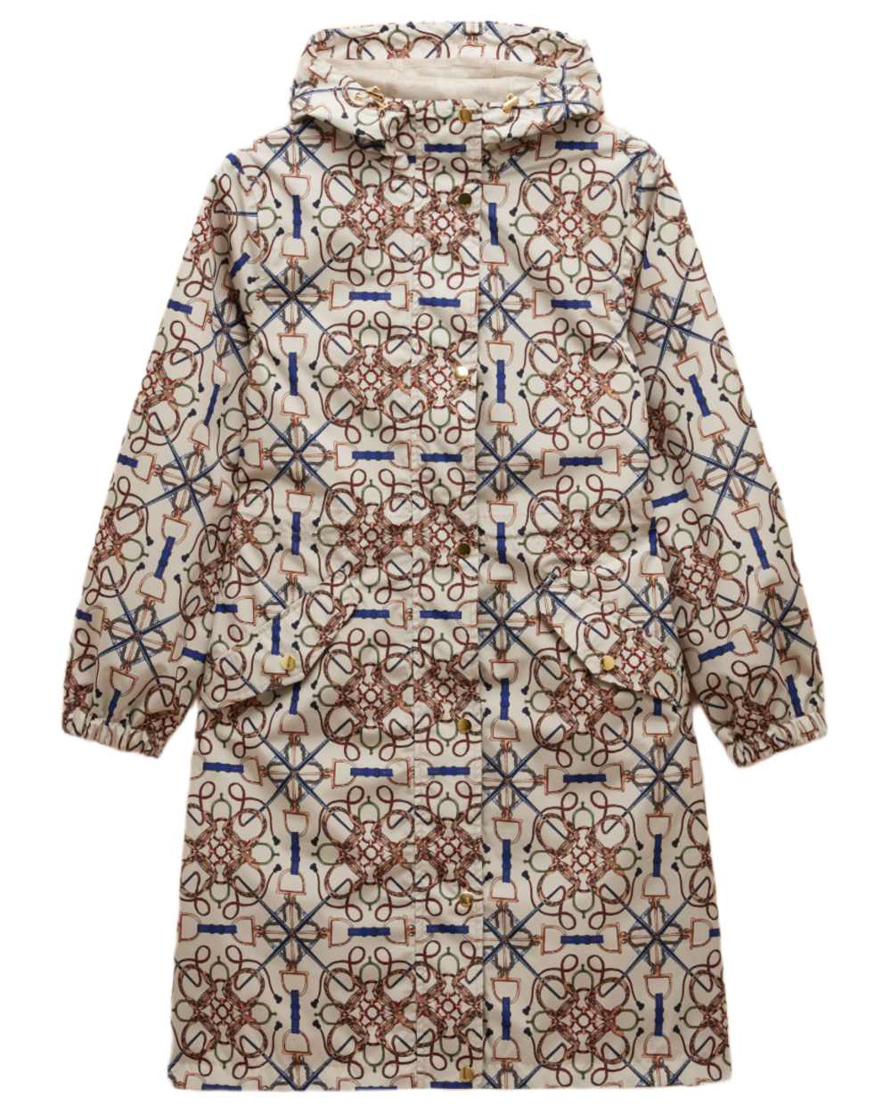 Stone Coloured Joules Holkham Waterproof Packable Raincoat With Hood on white background