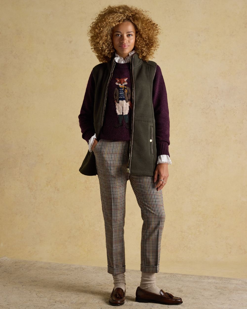 Wine Coloured Joules Jonty Intarsia Knit Jumper on indoor background
