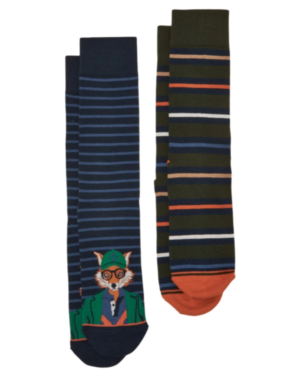 Navy Jonty Fox coloured Joules Kingsbury 2 Pack Socks on white background