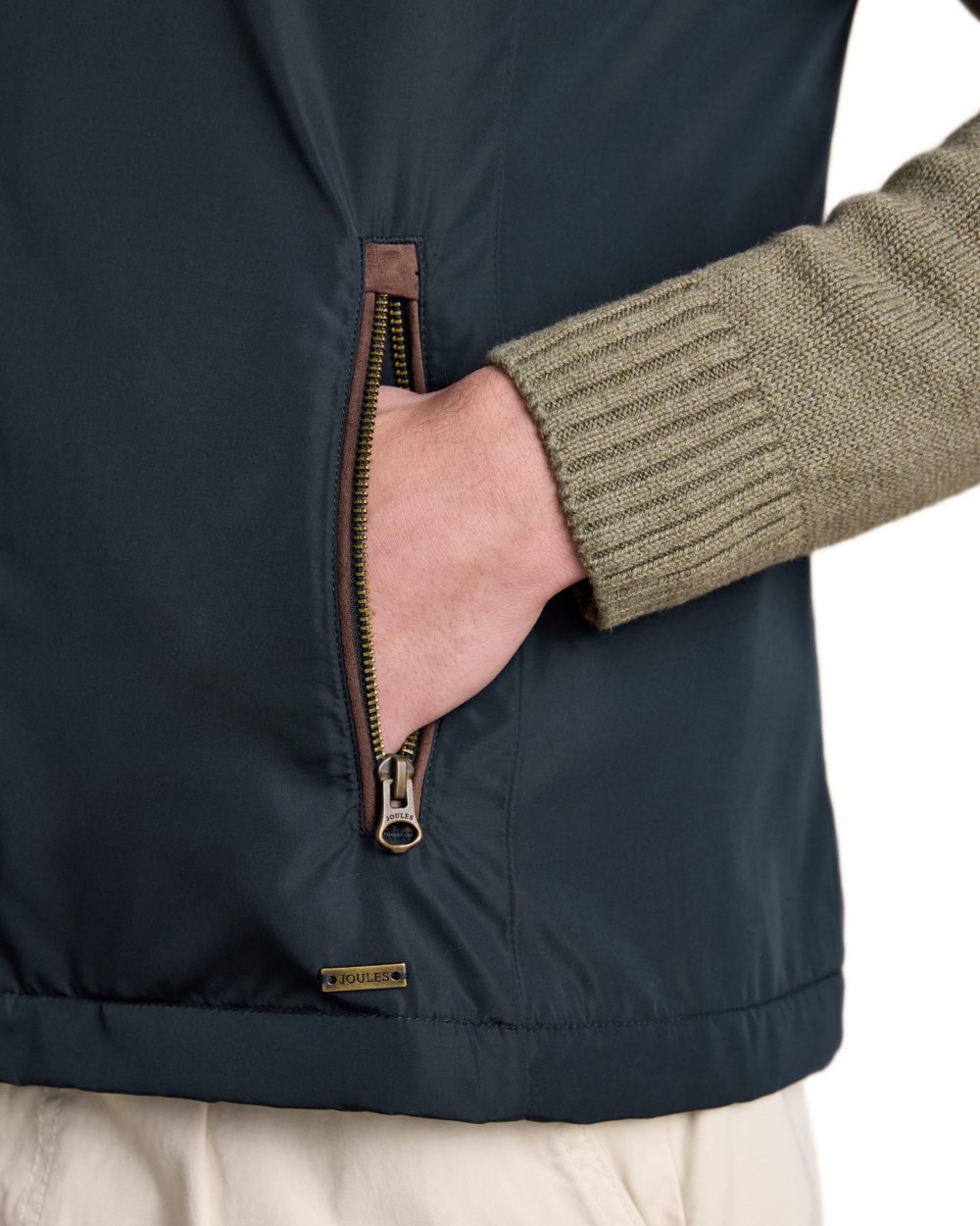 Navy coloured Joules Mens Farnham Padded Fleece Lined Gilet on white background