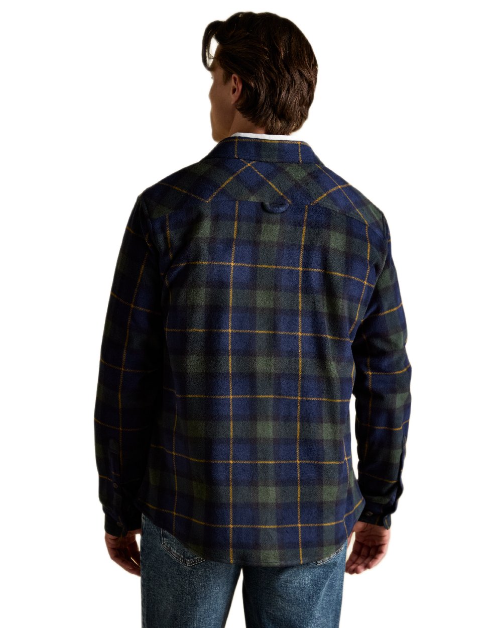 Navy Coloured Joules Mens Fleece Shirts on white background