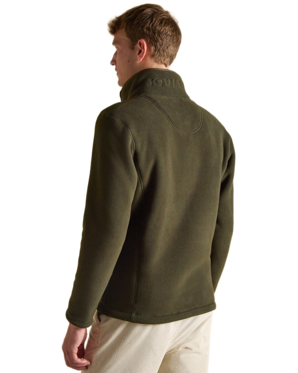 Dark Green Coloured Joules Mens Heritage Full Zip Through Fleece on white background