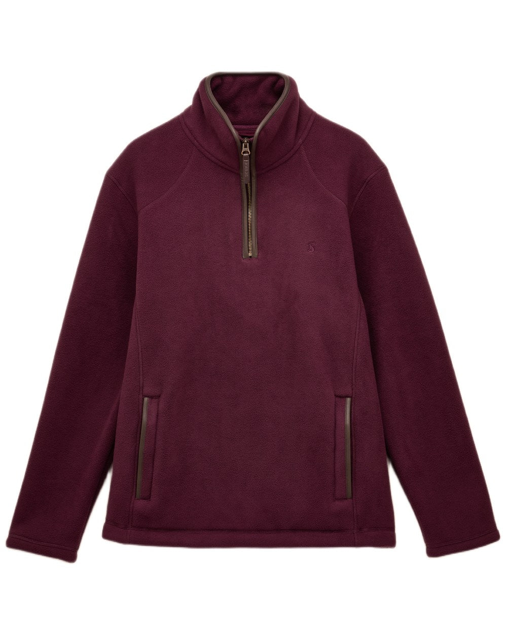 Burgundy Red Coloured Joules Mens Heritage Quarter Zip Fleece on white background