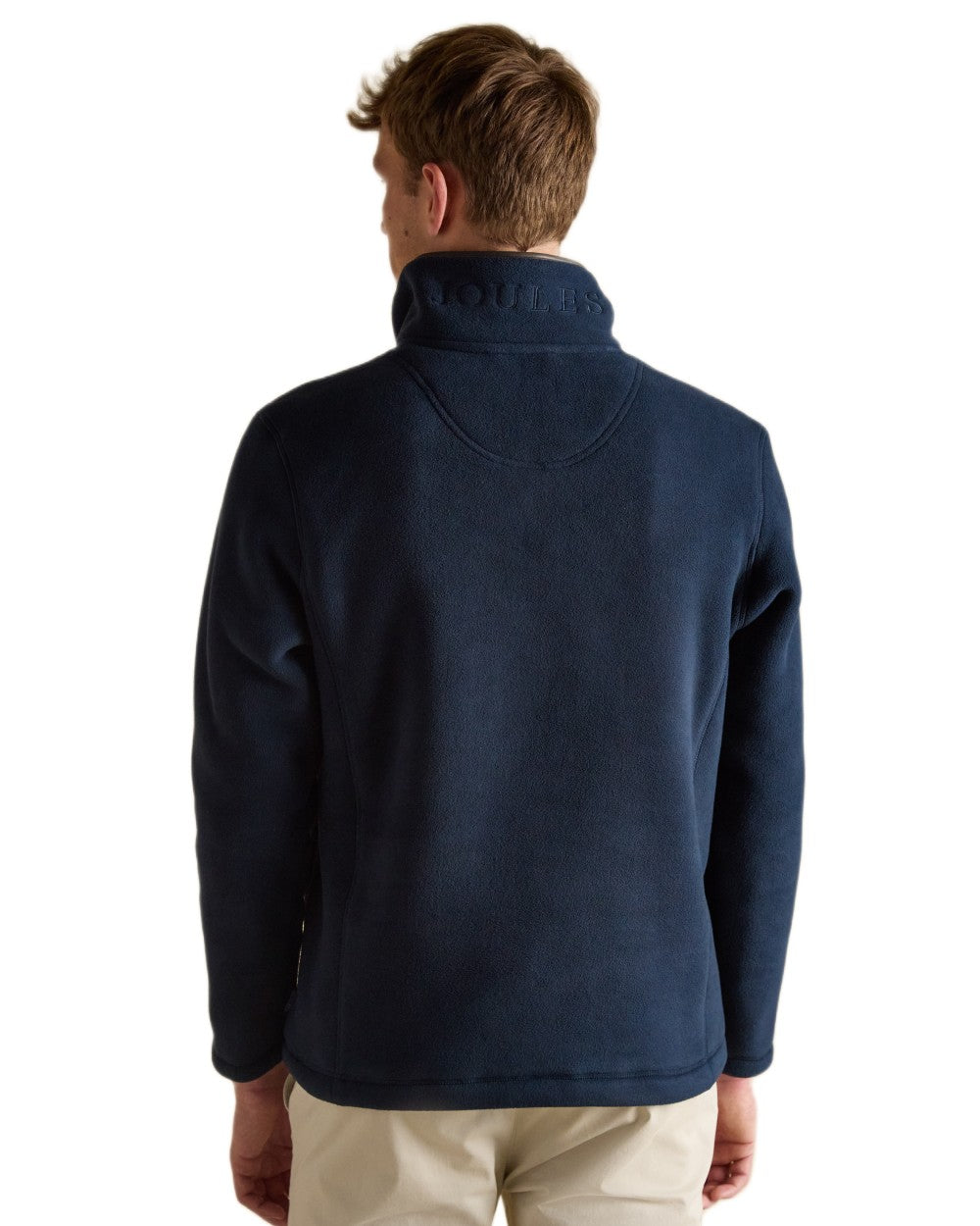 Navy Coloured Joules Mens Heritage Quarter Zip Fleece on white background