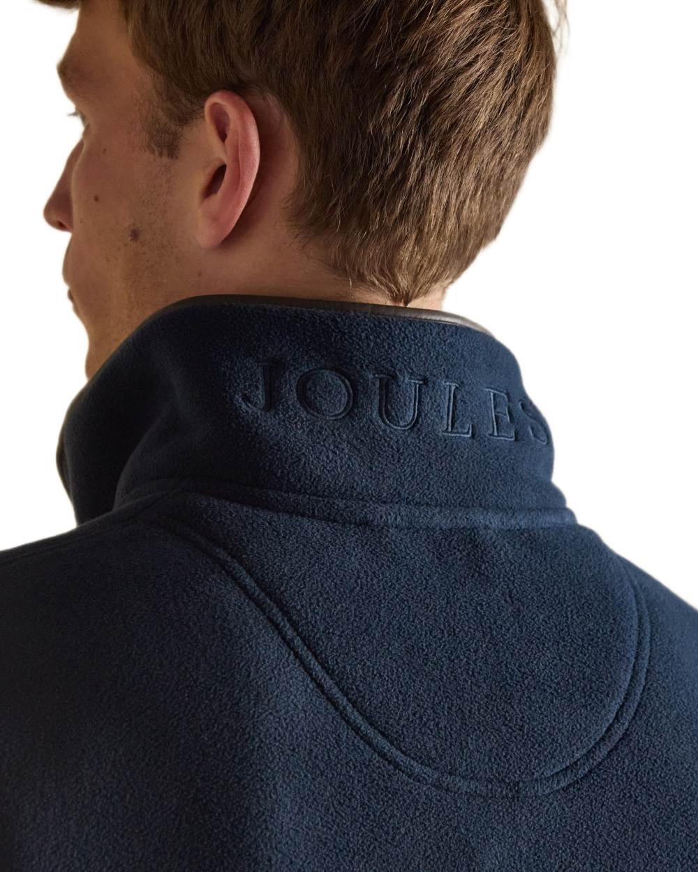 Navy Coloured Joules Mens Heritage Quarter Zip Fleece on white background