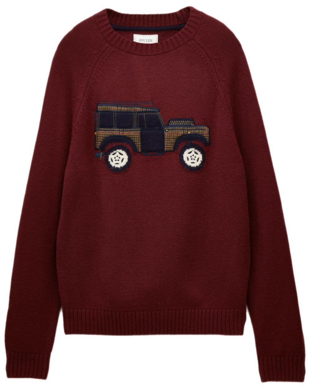 Burgundy Red Coloured Joules Mens Offroad Crew Neck Jumper on white background
