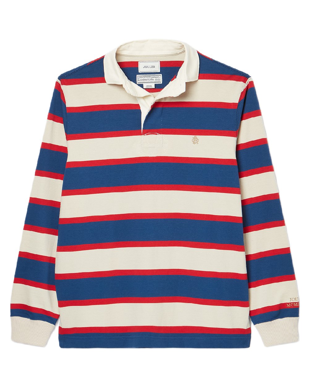 Blue Neutral Coloured Joules Mens Onside Rugby Shirt on white background