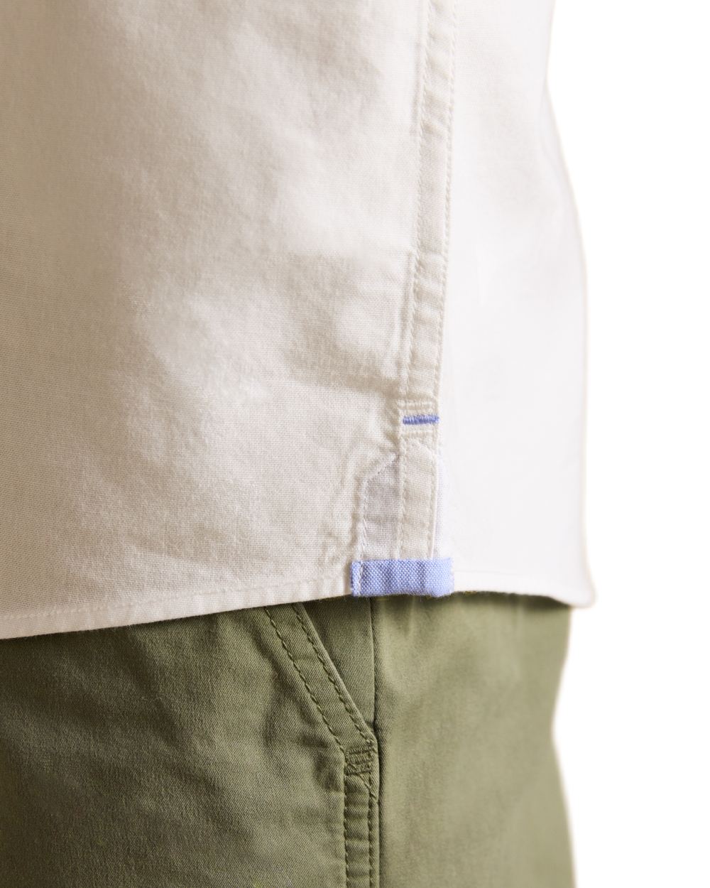 White coloured Joules Mens Oxford Short Sleeve Classic Fit Cotton Shirt on white background