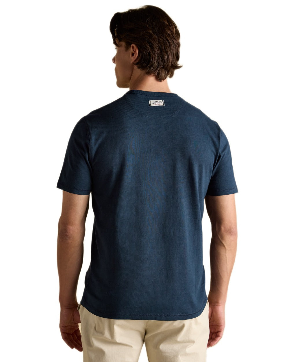Navy coloured Joules Mens Rugby Club Crew Neck Cotton T-Shirt on white background