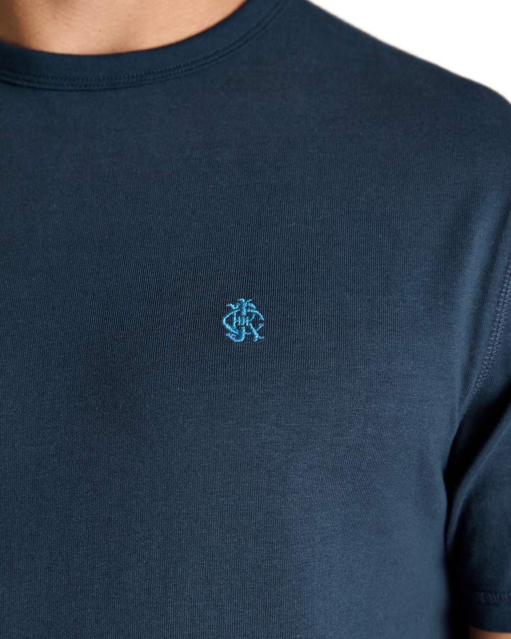 Navy coloured Joules Mens Rugby Club Crew Neck Cotton T-Shirt on white background
