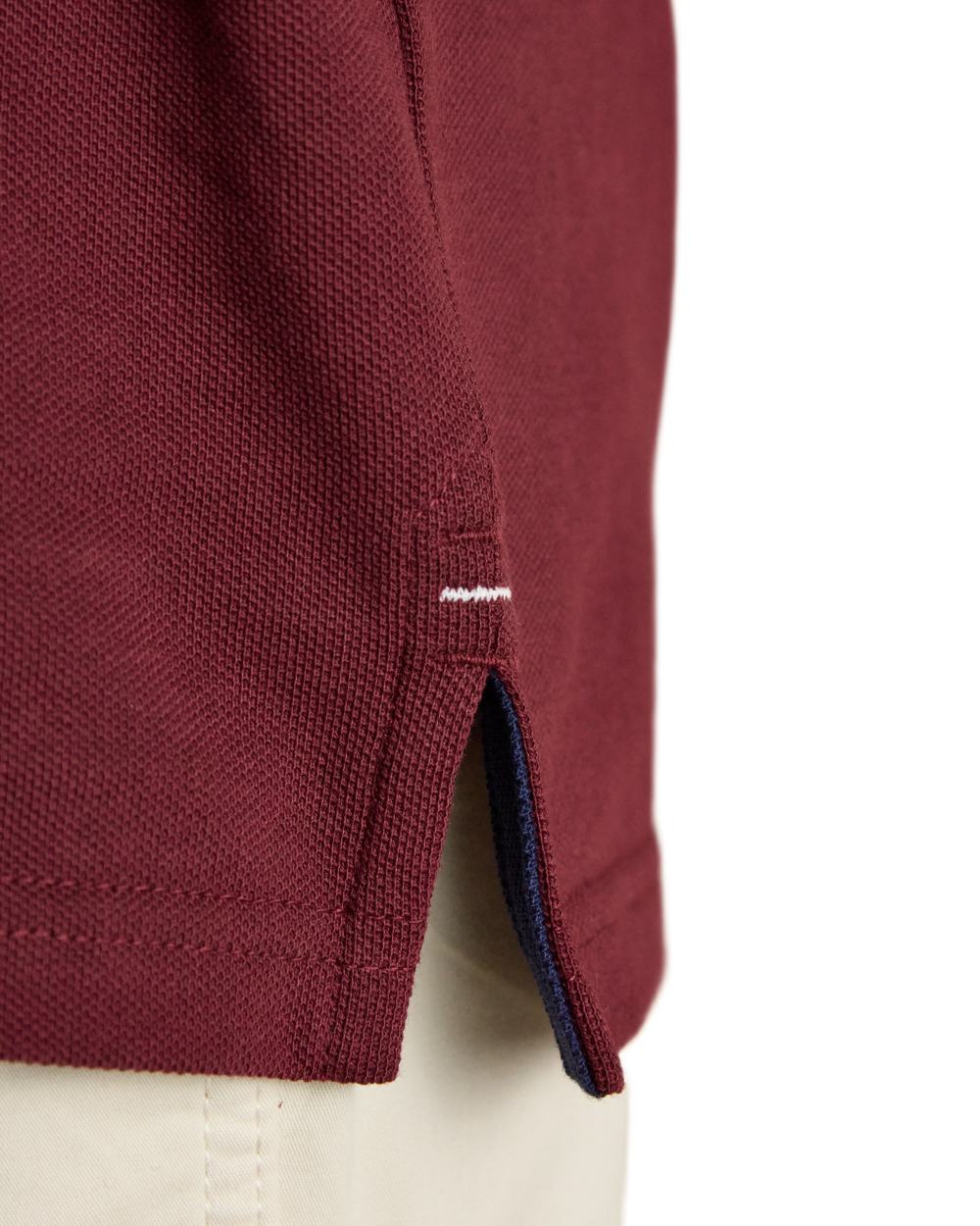 Burgundy coloured Joules Mens Woody Cotton Pique Polo Shirt on white background
