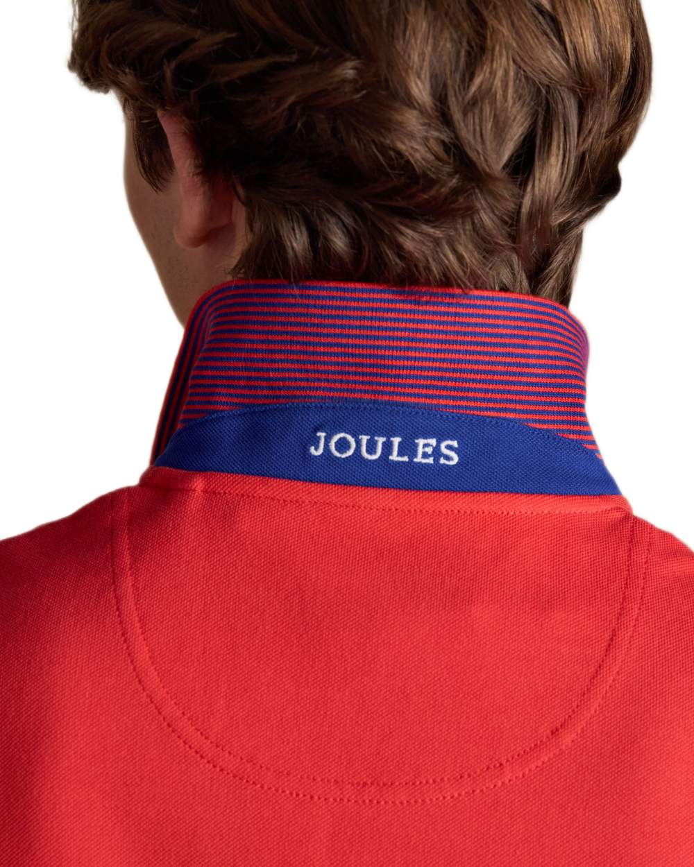 Red coloured Joules Mens Woody Cotton Pique Polo Shirt on white background