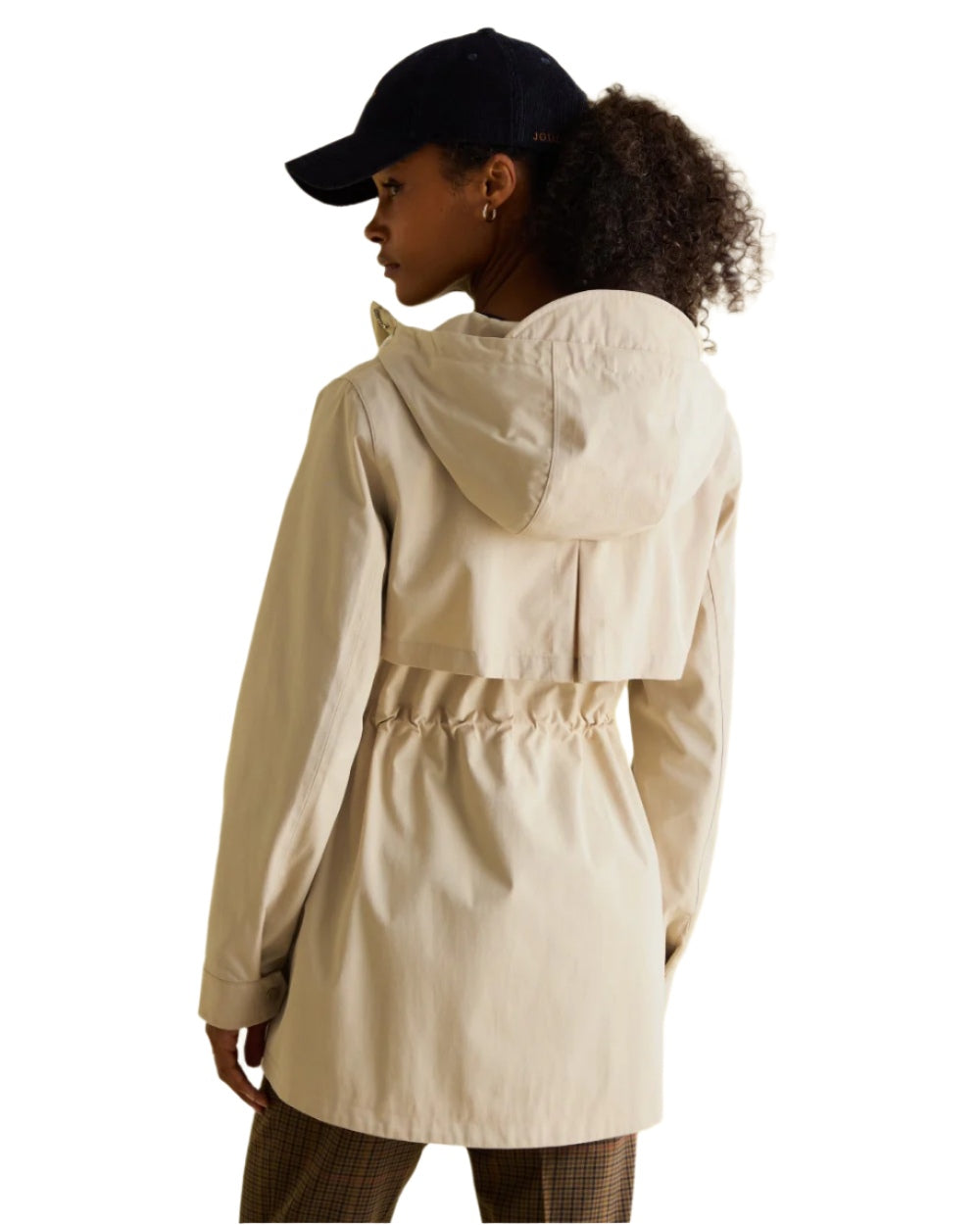 Neutral coloured Joules Portwell Waterproof Raincoat With Hood on white background