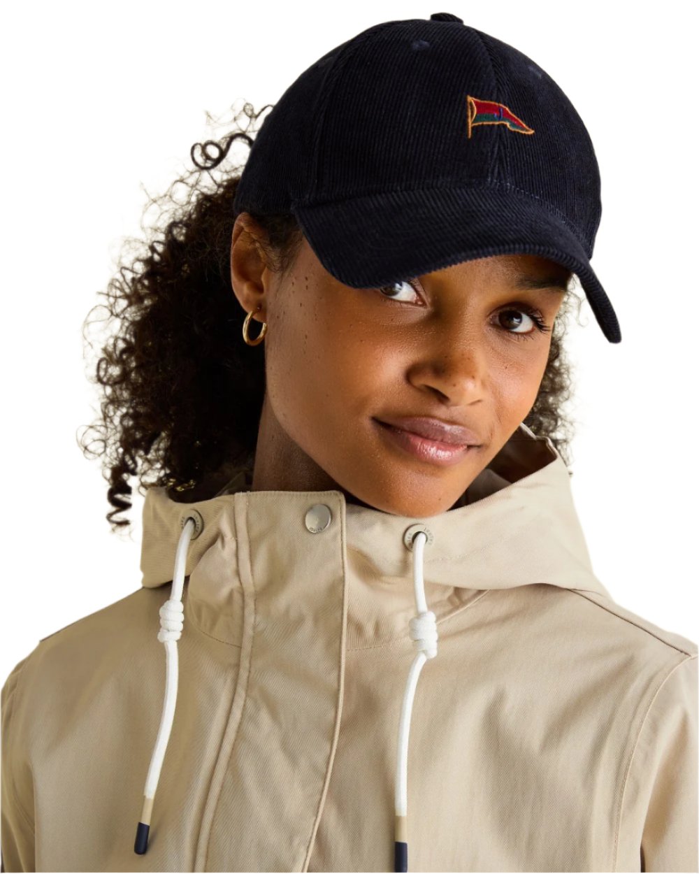 Neutral coloured Joules Portwell Waterproof Raincoat With Hood on white background