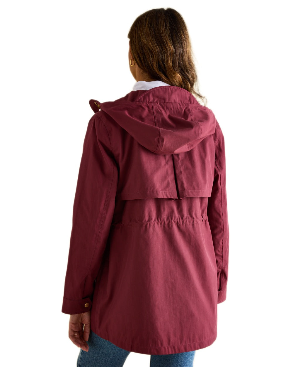 Oxblood Coloured Joules Portwell Waterproof Raincoat With Hood on white background