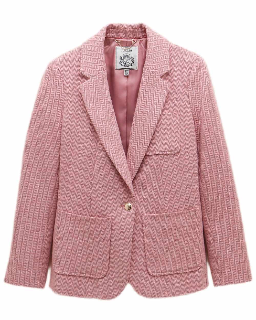 Pink Coloured Joules Womens Albury Cotton Blazer on white background