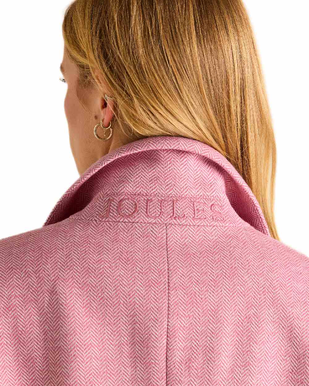 Pink Coloured Joules Womens Albury Cotton Blazer on white background