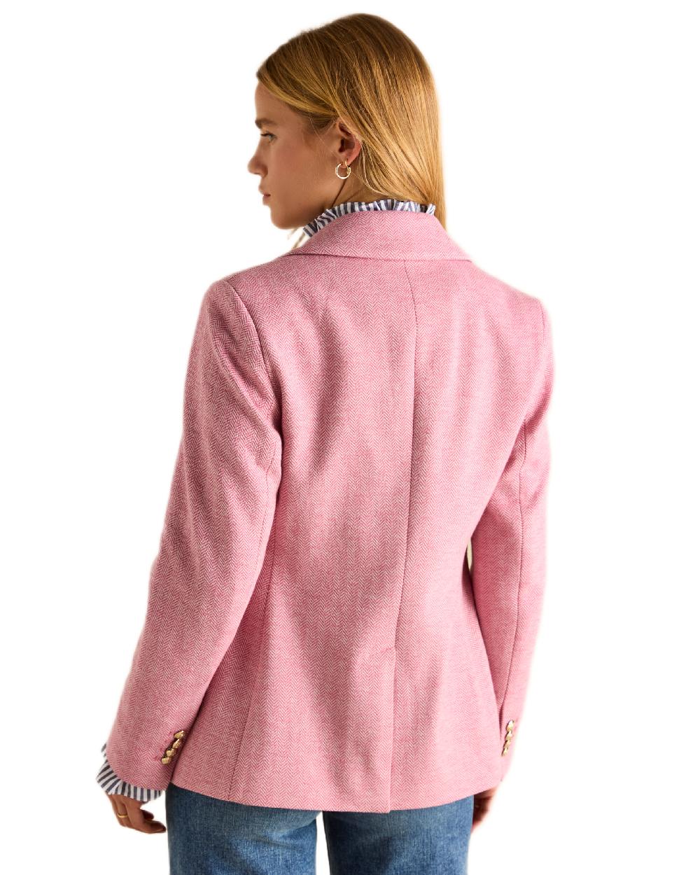 Pink Coloured Joules Womens Albury Cotton Blazer on white background